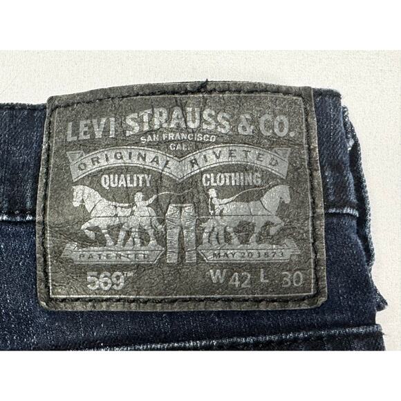 Levi's 569 Men's Loose Straight Fit Blue Denim Jeans - Size 42x30 (43x28) - Picture 3 of 5